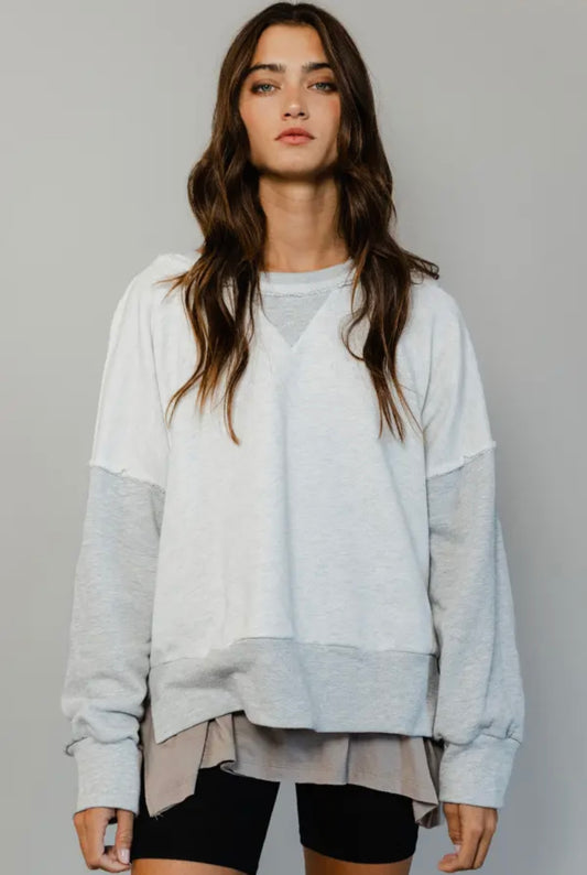 Raw Edge Contrast Sweatshirt